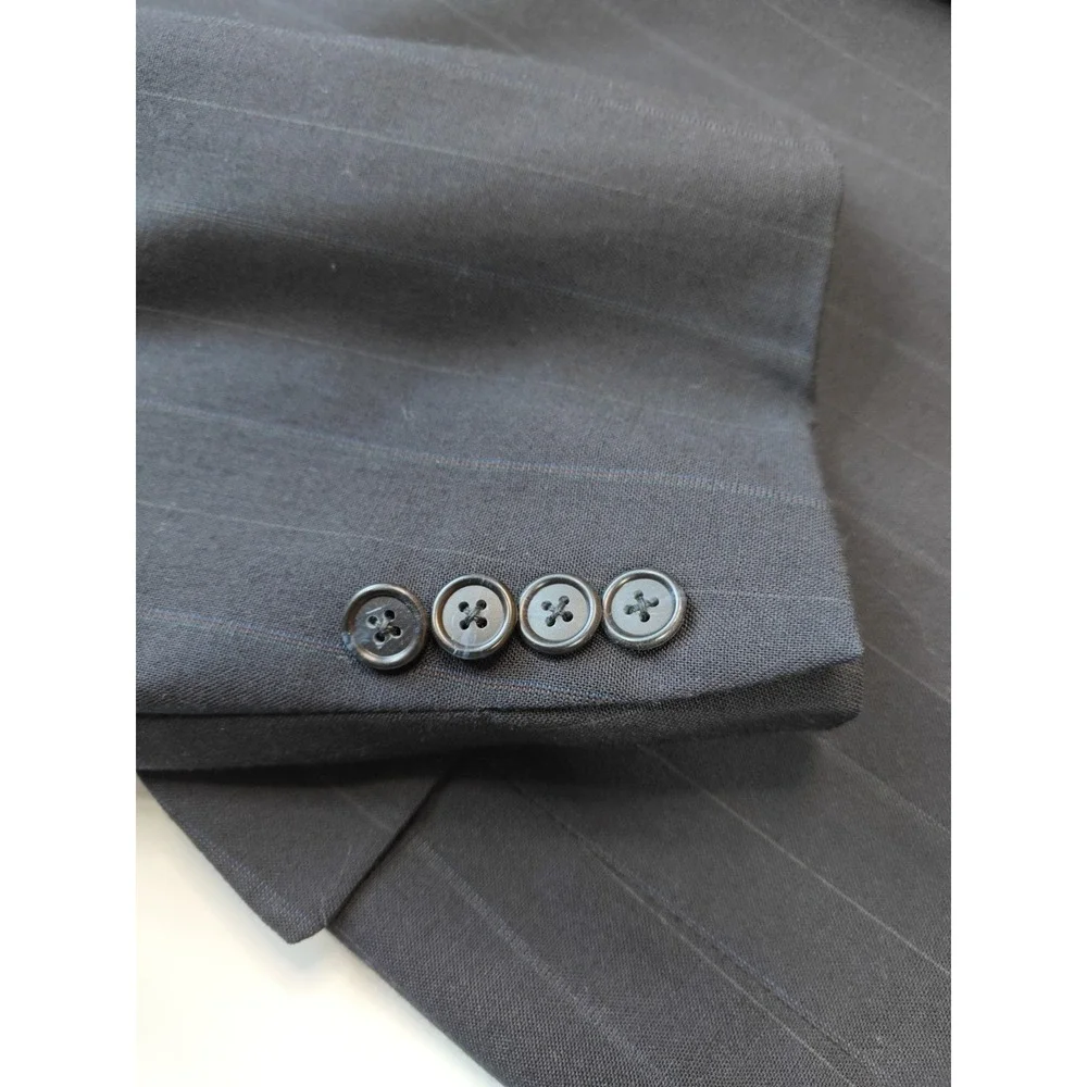 Hart Schaffner Marx Mens 42R Wool Sports Coat Dark Blue Pinstripe Made in USA